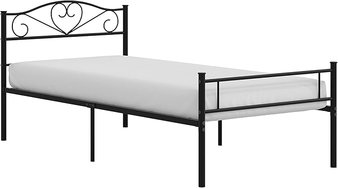 VECELO 14 Inch Twin Size Metal Platform Bed Frame with Headboard and Footboard, Heavy Duty Mattress Foundation with Steel Slats Support, No Box Spring Needed, Black