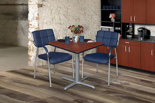 Regency Cain 30" Square X-Base Breakroom Table – Scratch Resistant Laminate Café Table for Lunchroom, Coffee Shops and Commercial Office Spaces (Cherry, Grey Legs)