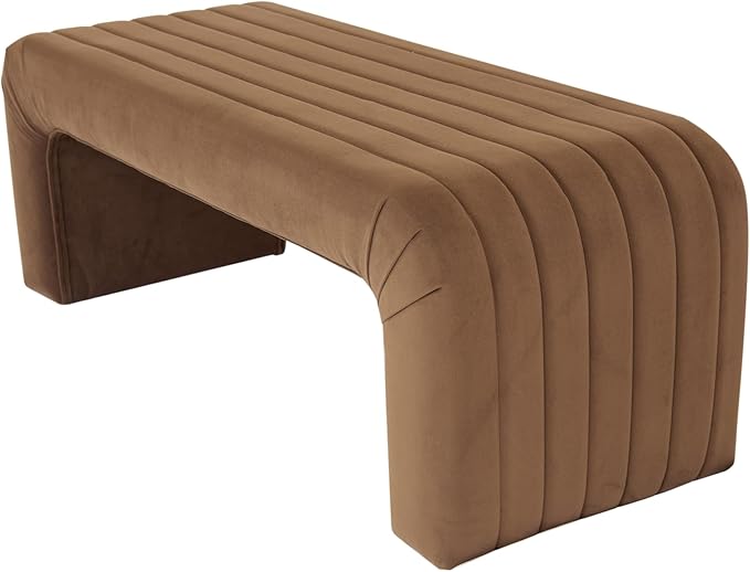 Spatial Order Modern Arch Channel Bench | Bench for Living Room & Bedroom | Decorative Home Furniture - Rust Orange Velvet