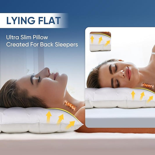 MINUPWELL Ultra Flat Small Pillow for Sleeping, 18x13in Small Pillow for Travel 7D High Support 2.5 inch Height Ultra Thin Mini Pillows -100% Cotton
