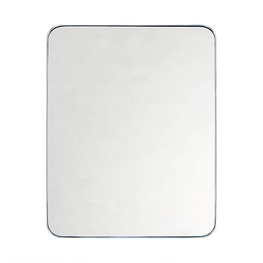 GRACTO 24x30'' Chrome Metal Framed Bathroom Mirror for Wall in Stainless Steel Rounded Rectangular Bathroom Vanity Mirrors Wall Mounted