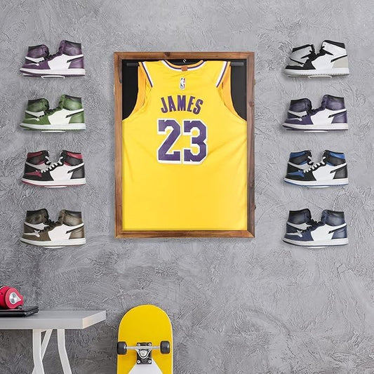 J JACKCUBE DESIGN White Metal Floating Shoe Display Shelves for Wall Mount, Set of 6 Sneaker Showcase Organizer Rack Display -MK1068B