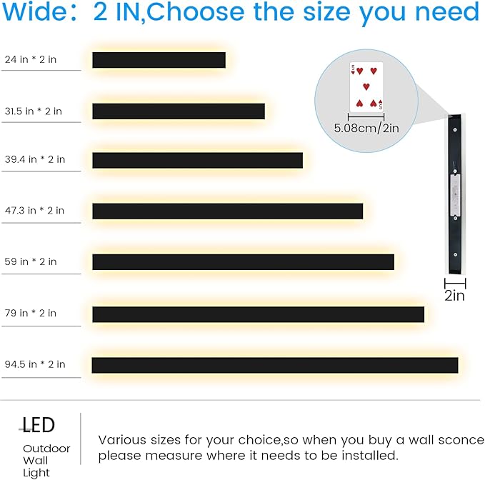 Modern Outdoor Lights - 47.3inch Outdoor Exterior Linear Sconce Black Patio Wall Light Fixtures, Long Strip Wall Lights Fixture Outside for Garage, House