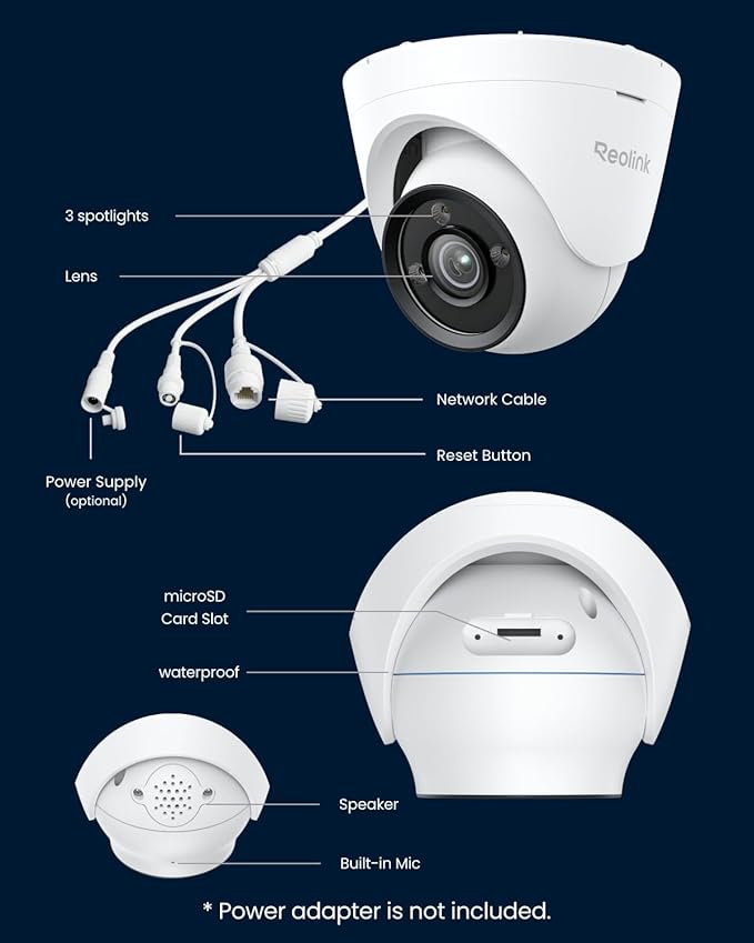 REOLINK CX820 ColorX PoE Security Camera, 4K UHD, True Color Night Vision, F1.0 Super Aperture, 1/1.8'' Image Sensor, HDR Technology, Person/Vehicle/Animal Detection, Spotlight & Siren Alarm