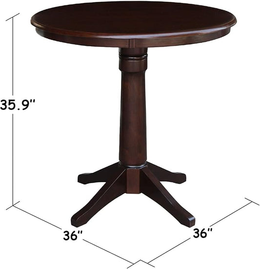 International Concepts 36" Round Top Pedestal Table-34.9" H, Rich Mocha