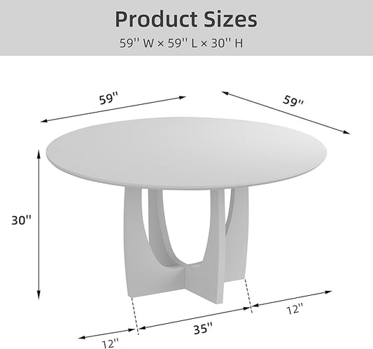 Casaphoria 59" Round Dining Table for 8 with Scratch-Resistant Top & Cross Arched Legs – Modern Farmhouse Kitchen Table for Dining Room, Living Room, Bar, Easy Assembly, Oak