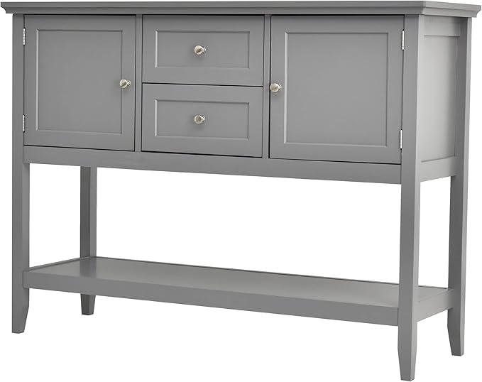 LOKO Buffet Cabinet with Storage, Multifunctional Console Table with Ample Storage Space, Sideboard with Drawers for Kitchen, Dining Room, Living Room or Entryway, 46 x 15 x 34 inches (Grey)