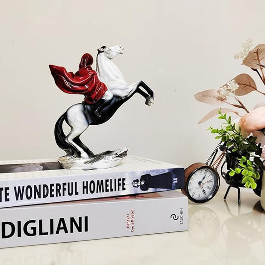 Banksy Horse Riding Girl Statue, Brown Resin Figurine, 6.7x5.5x2.36 inches, Matte Finish, Antique Style, Decorative Statue for Home, Office, or Gift