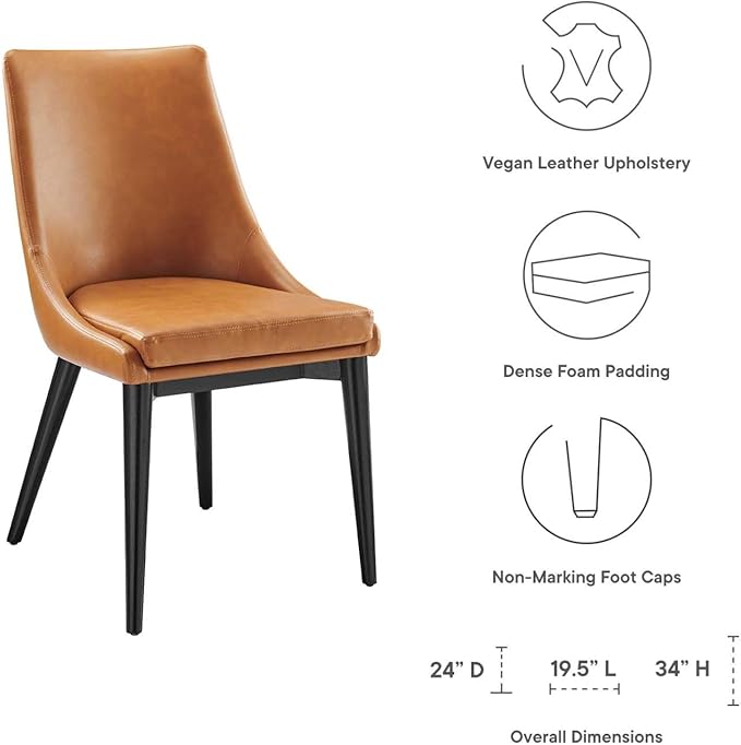 Modway Viscount Mid-Century Modern Faux Leather Upholstered, Dining Chair, Tan