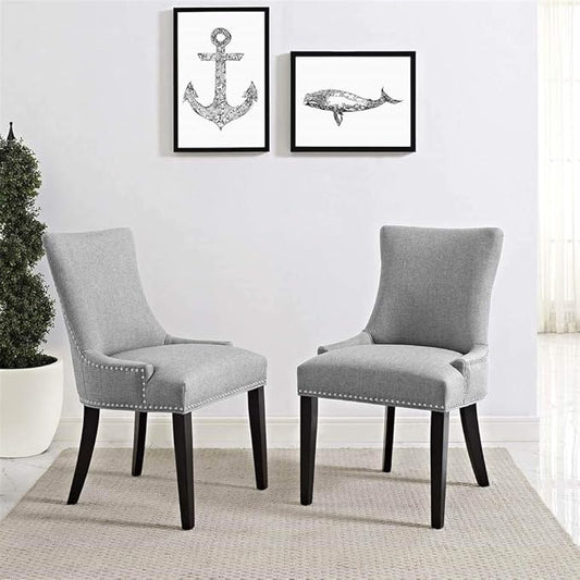 ModwayEEI-2746-LGR-SETMarquisModern Elegant Upholstered Fabric Parsons Dining Side Chair With Nailhead Trim And Wood LegsSet of 2Light Gray