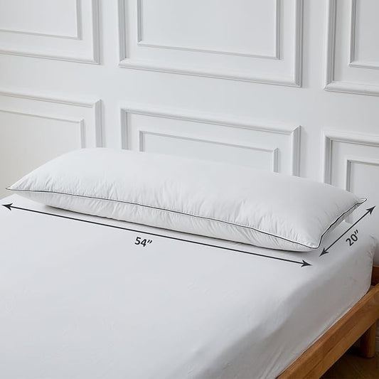 DWR Goose Feather Down Body Pillow – Full Body Support Pillow, Organic Cotton Cover, Medium Support for Side Sleepers, Back, Hip & Knee Comfort, 20x54, Pack of 1