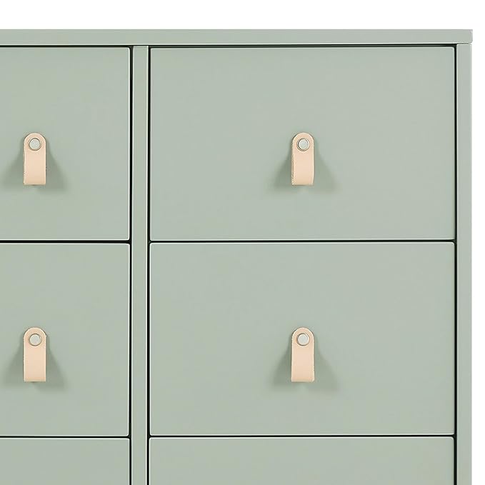 babyGap Legacy 6 Drawer Dresser with Leather Pulls and Interlocking Drawers by Delta Children - Greenguard Gold Certified, Sage Green w/Natural