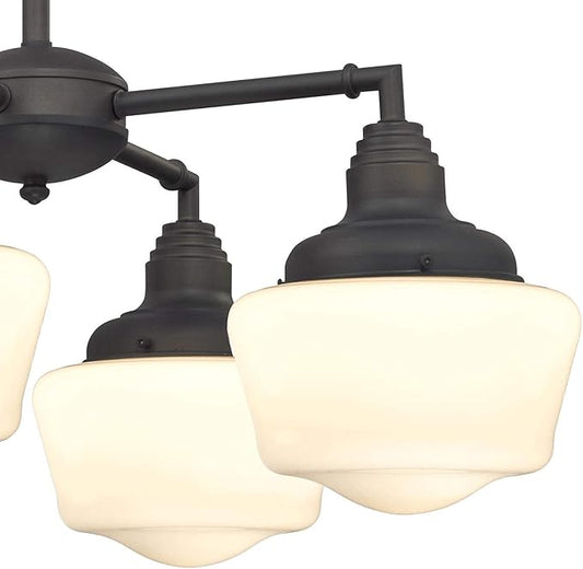 Westinghouse 6342000 Scholar Four-Light Indoor Convertible Chandelier/Semi-Flush Ceiling Fixture, Oil Rubbed Bronze Finish with White Opal Glass, Oil-Rubbed Bronze