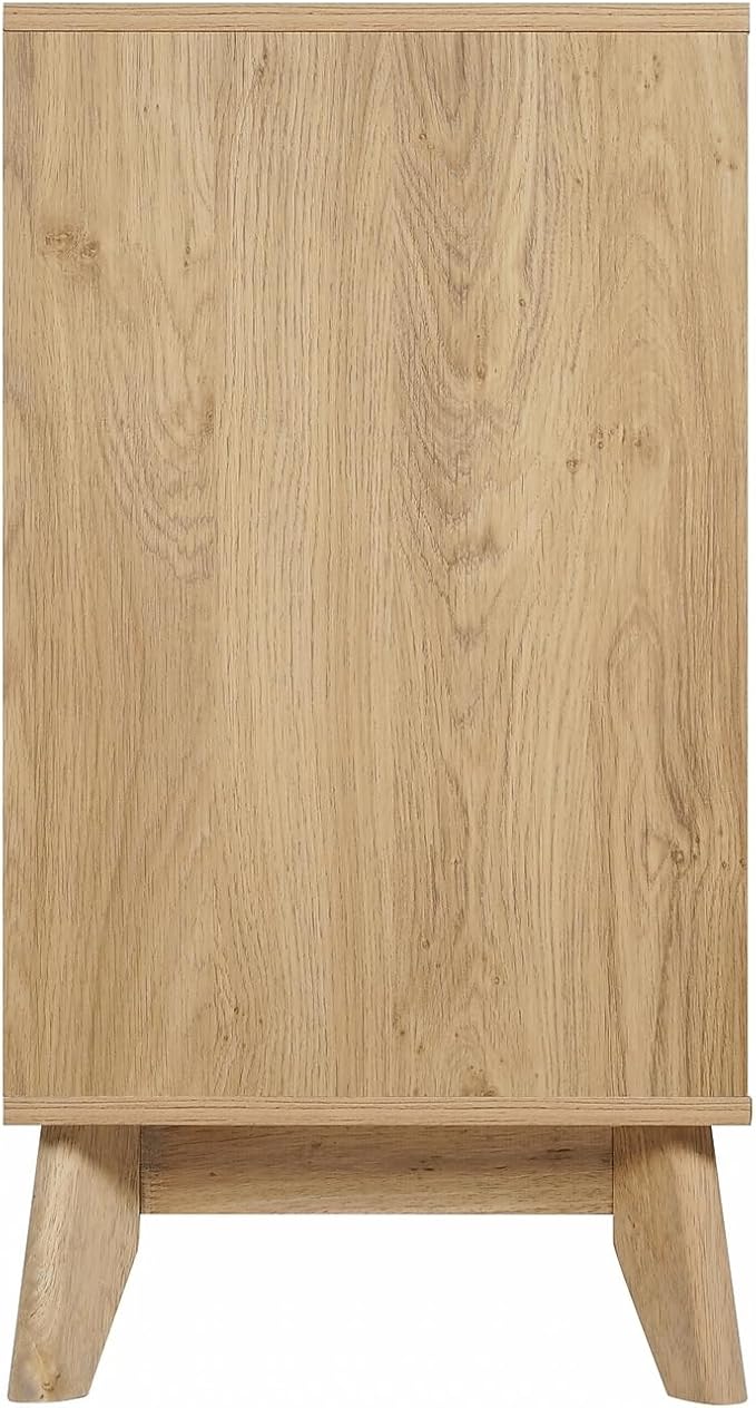 Flash Furniture Hatfield Mid-Century Modern 4 Door Storage Buffet - Light Natural Sideboard - 60 Inches - Soft Close Doors - Adjustable Shelves - Holds up to 64" TV's