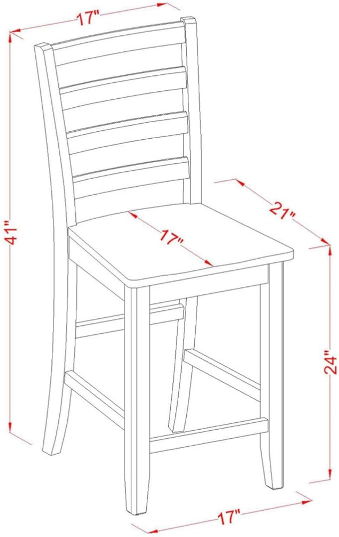 East West Furniture FAS-CAP-W Fairwind Counter Height Dining Stools - Ladder Back Wood Seat Chairs, Set of 2, Cappuccino