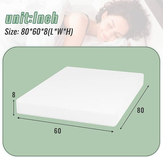 PayLessHere Gel Memory Foam Mattress Wave Comfort Foam Mattress 8 inch,CertiPUR-US Certified,Breathable Bed for Cooler Sleep Supportive & Pressure Relief,Removable Soft Cover,White Twin