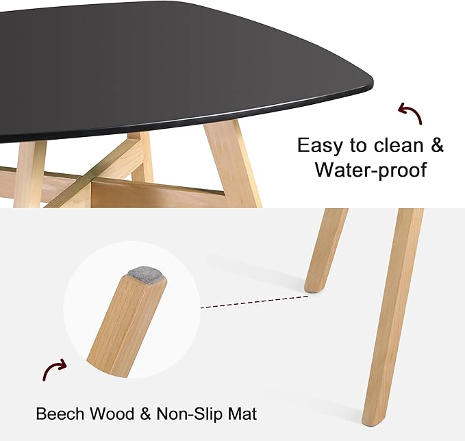 Mid Century Modern Square Dining & Coffee Table 31.50’’ with Wood Legs for Kitchen Living & Dining Room