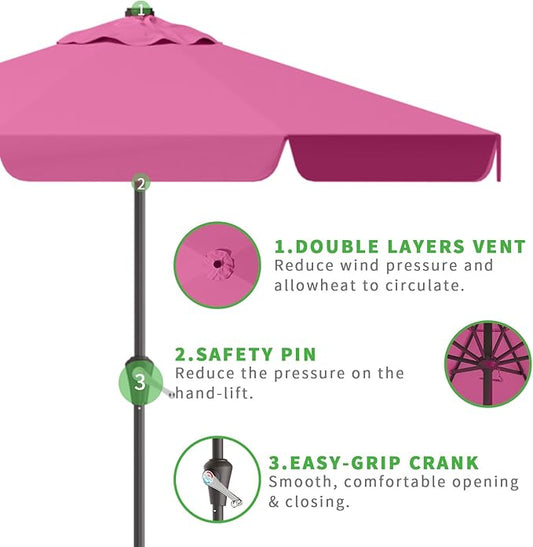 AreShark 12FT Patio Umbrella Table Market Umbrella w/Crank Outdoor Umbrellas for Garden, Deck, Backyard, Pool and Beach, Rose Pink