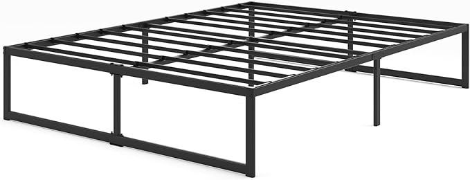 Zinus ABEL 14 Inch Platform Bed Frame, Steel Slat Support, Easy Assembly, No Box Spring Needed, Eco Friendly WonderBox(TM) Packaging, Black, King