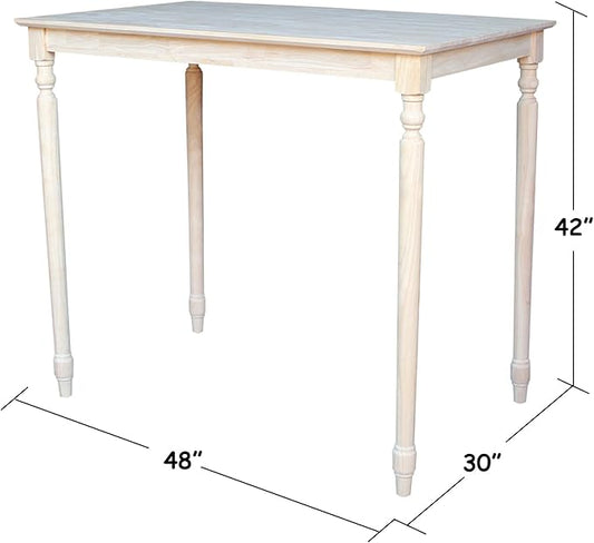 International Concepts Unfinished 42" Solid Dining Table with Turned Legs