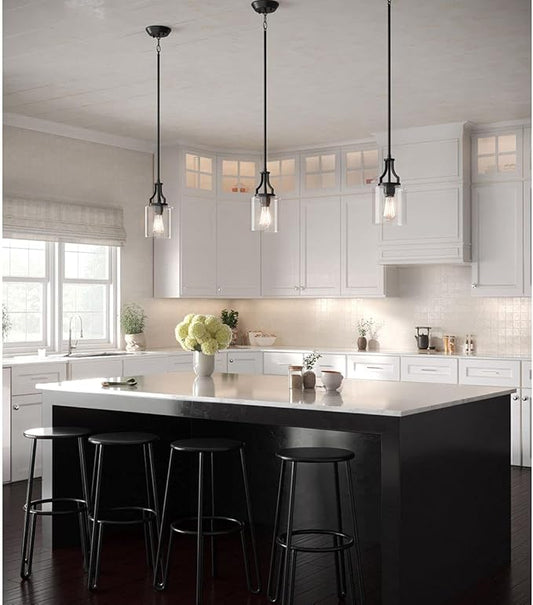 Progress Lighting Lassiter Collection 1-Light Clear Glass Modern Pendant Light Matte Black