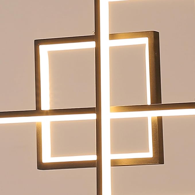 Modern LED Chandelier Lighting, Dimmable Linear Black Pendant Light with Squares, 39in Dining Room Hanging Light Fixture, Kitchen Island Pendant Light for Dining Table Bar (3000lm/50W)