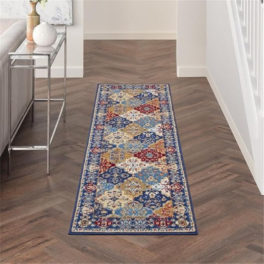 Nourison Home Grafix Multicolor 2'3" x 7'6" Area Rug - Easy Clean, Non Shedding, Bed Room, Living Room, Dining Room, Kitchen (8' Runner)