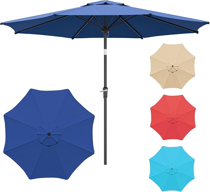 Sannwsg Outdoor Patio Umbrella,Table Umbrella with Push Button Tilt and Crank,Market Umbrella with 8 Sturdy Ribs,Yard Umbrella