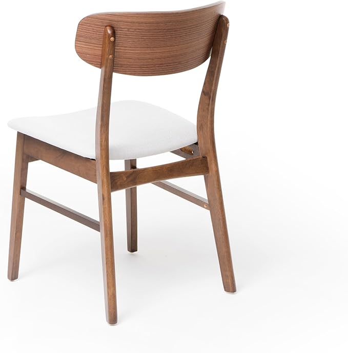 Christopher Knight Home Lucious Fabric / Walnut Finish Dining Chairs, 2-Pcs Set, Light Beige