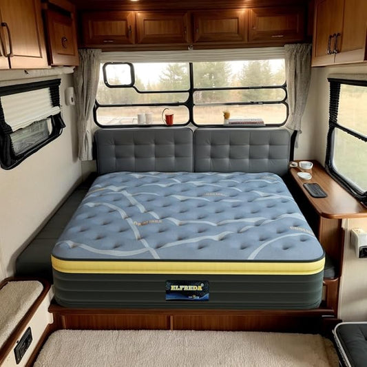 Elfreda RV King Mattress, 12 inch Pillow Top Pocket Spring Hybrid RV Mattress, Memory Foam Innersprings Medium Firm,Supportive Pressure Relief 80''x72 Camper in a Bag