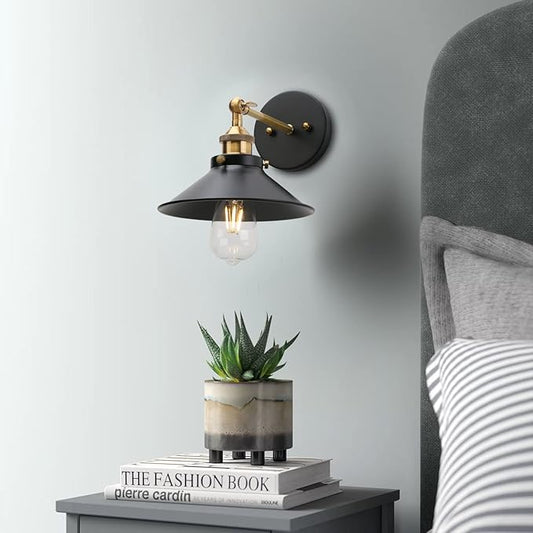 Phansthy Industrial Wall Sconce Vintage Style 1-Light Sconce 8.1 Inches / 20.5 cm Diameter Metal Light Shade (Antique)