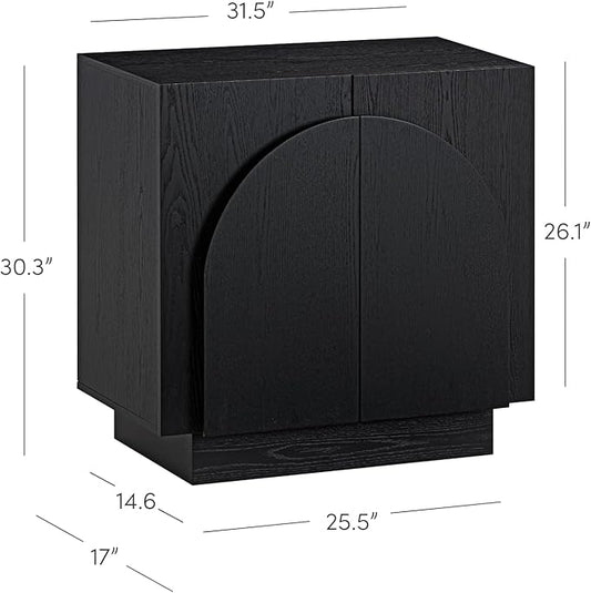 Nathan James Iris Mid-Century Modern Credenza, Black Sideboard Buffet, Living Room Wood Storage Cabinet with Arched Cabinet Doors, Black Credenza Cabinet for Kitchen or Living Room, Black Oak