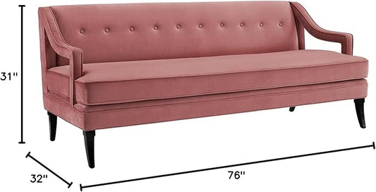 Modway Concur Mid-Century Modern Upholstered Velvet Sofa In Dusty Rose