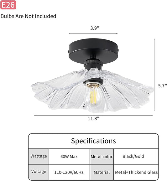 Semi Flush Mount Ceiling Light Black Light Fixture Flush Mount Light Fixture for Hallway Dining Room Bedroom Entryway