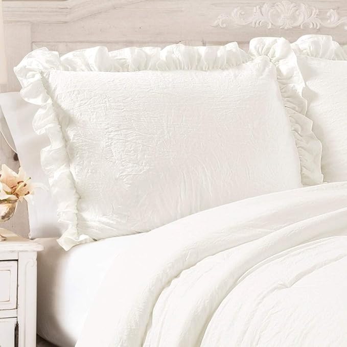 Lush Decor Reyna Ruffle Comforter Set - 3 Piece Cozy Ruffled Bedding Set - Timeless Elegance and Comfort for Bedroom - King, Blush