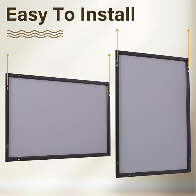 HARRITPURE 38"x26" Rectangular Bathroom Mirror Vanity Wall Mirrors Aluminium Alloy Frame Wall-Mounted for Over Sink Entryway Bedroom Living Room Black