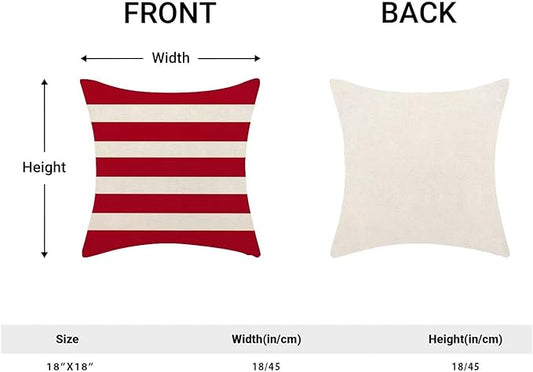 BETGINY 4th of July Pillow Covers 18x18 Set of 2, Memorial Day Red Strips Decorations Throw Pillow Covers Linen Patriotic Independence Day Cushion Case for Couch Sofa Summer Home Outdoor Decor