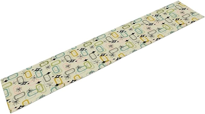 Mid Century Modern Table Runne Vintage Geometric Atomic Star Coffee Table Decoration for Kitchen Dining Room Holiday Party Decor 13x70in