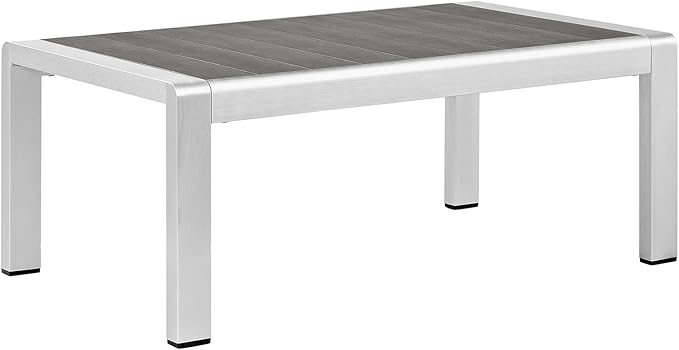 Modway Shore 4-Piece Aluminum Outdoor Patio Furniture Set in Silver Navy