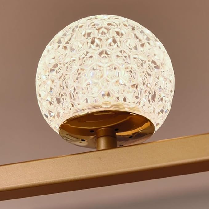 LED Gold Chandeliers for Dining Room, 47in Dimmable Modern Chandelier Gold Pendant Lights for Kitchen Island, Linear Ring Globe Pendant Light Fixtures Dining Room Lights Ceiling Hanging