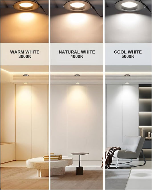 Lightdot 6 Inch Recessed Lighting 12 Pack Brown, 12W Dimmable LED Downlight 3CCT Selectable (3000K/4000K/5000K), Anti-Glare Slim Canless Ceiling Light
