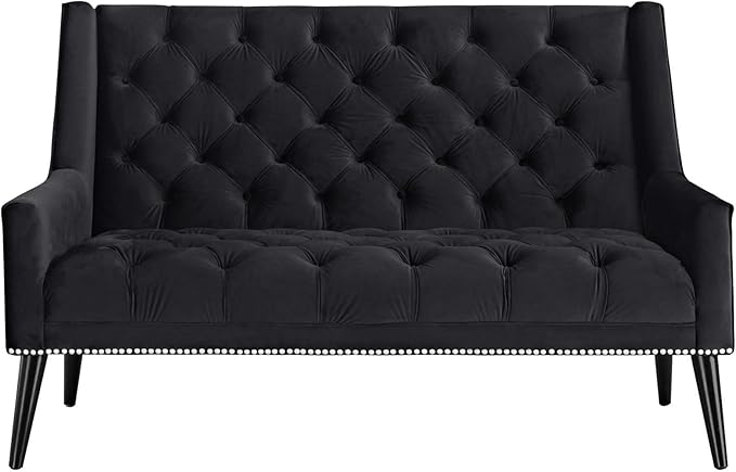 Modway Peruse Velvet Loveseat in Black