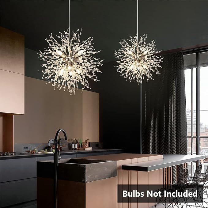 Depuley Modern Crystal Chandeliers, Dandelion Firework Chandelier, 8-Light Pendant Light fixtures, Sputnik Pendant Lighting for Living Room, Bedroom, Dining Room, Kitchen, Stairwell, G9 Bulbs
