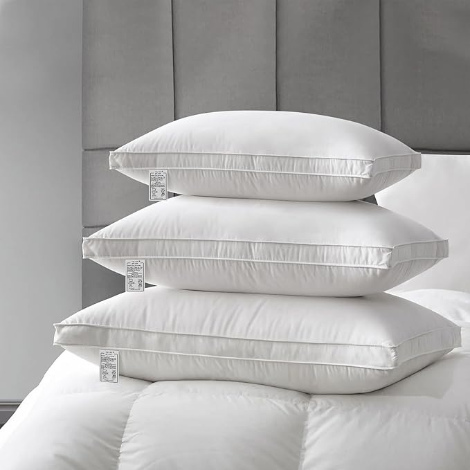 Pillows Standard Size Set of 2, Soft Fluffy Down Alternative Hotel Pillows, 20x26 Inches Bed Pillows for Sleeping