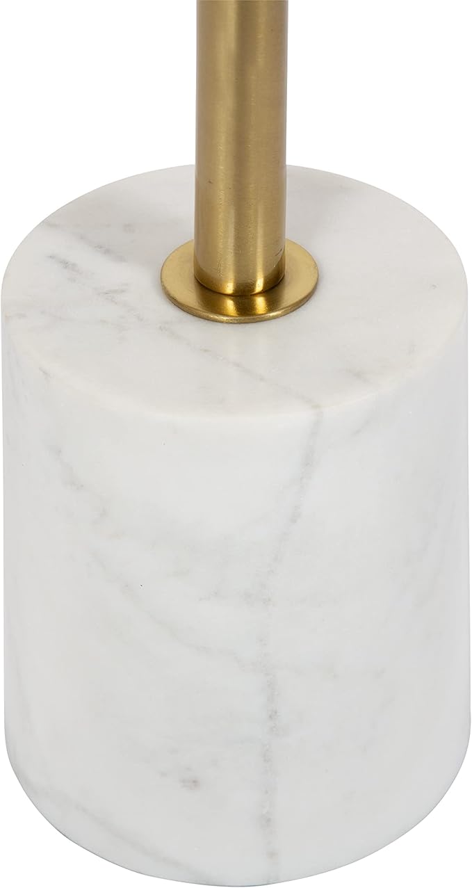 Kate and Laurel Hescott Modern Decorative Round Drink Table with Natural Marble Base and Mirrored Tabletop, 10x10x24, Gold