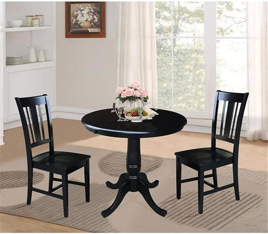IC INTERNATIONAL CONCEPTS 36" Round Extension Dining Table with 2 San Remo Chairs