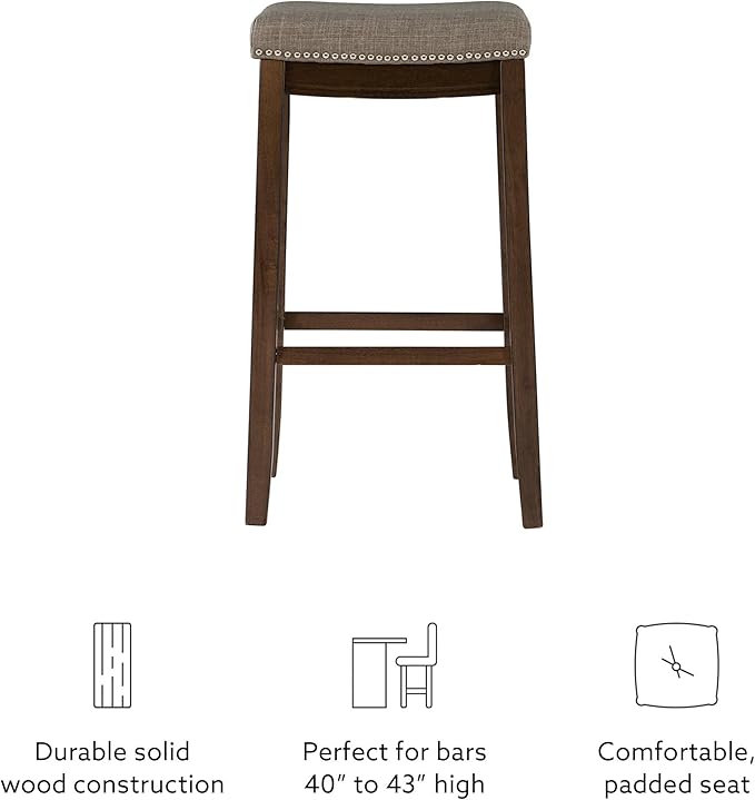 Linon Home Décor Kingston Rustic Backless Bar Stool,
