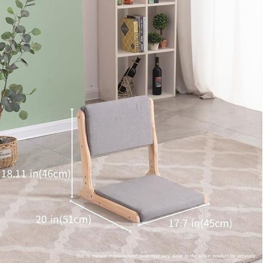 通用 Tatami Chair Accent Furniture,Foldable Meditation Floor Chair, Living Room Chair Floor Seat, Portable Japanese Legless Chair,Lazy Sofa for Bay Window Meditation Reading (Grey Fabric)