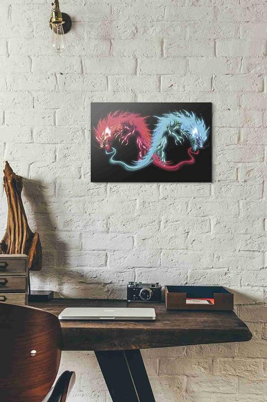 Epic Graffiti 'Double Dragon' by Michael StewArt, Canvas Wall Art, 12"x18"