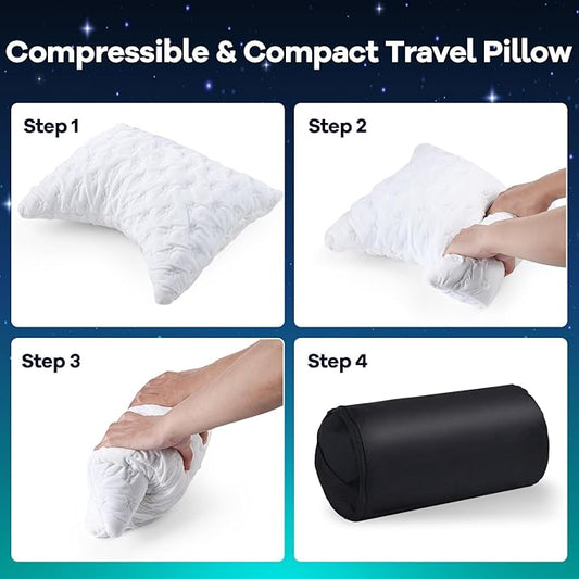 KUCEY Cooling Side Sleeper Pillow for Neck and Shoulder Pain, Luxury Shredded Memory Foam Curved Bed Pillows for Sleeping Set of 1- Adjustable Travel Pillow Size- Washable Cover Crescent White